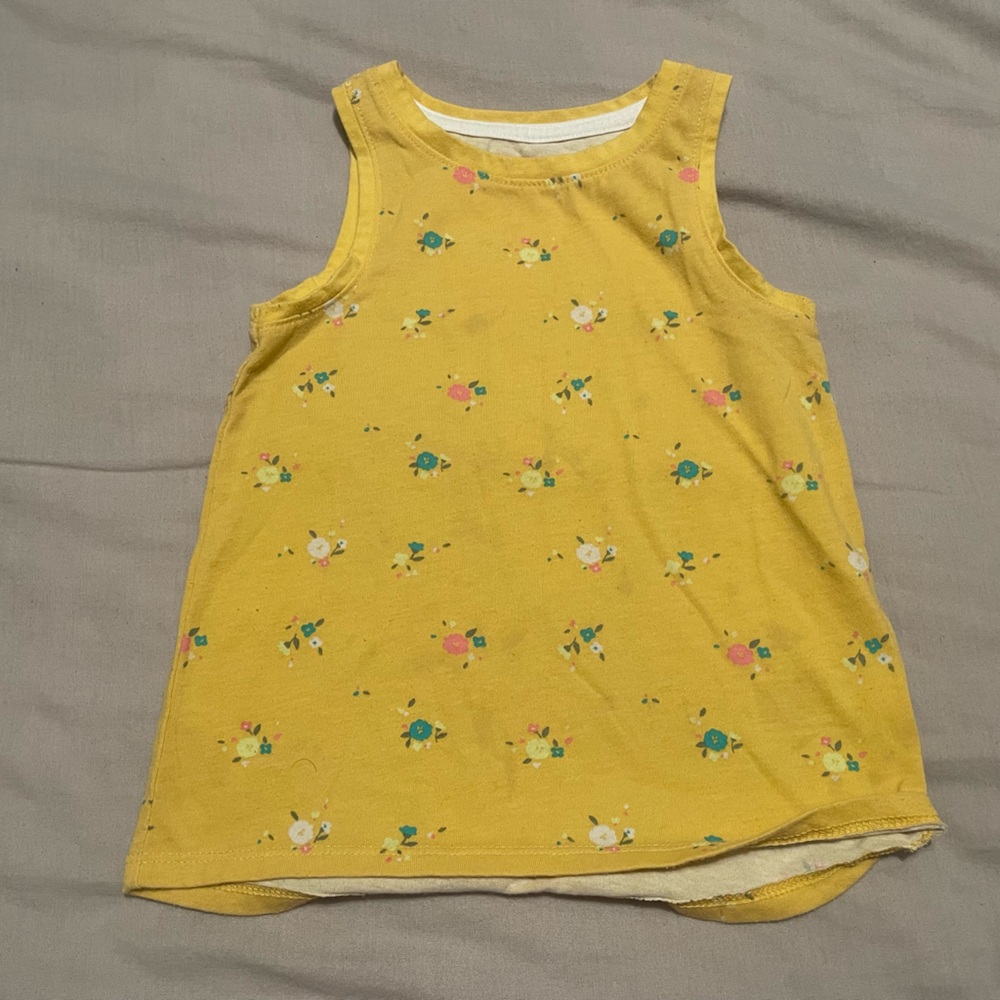 Toddler girls yellow flower tank top